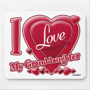 I Love My Granddaughter red - heart Mouse Mat