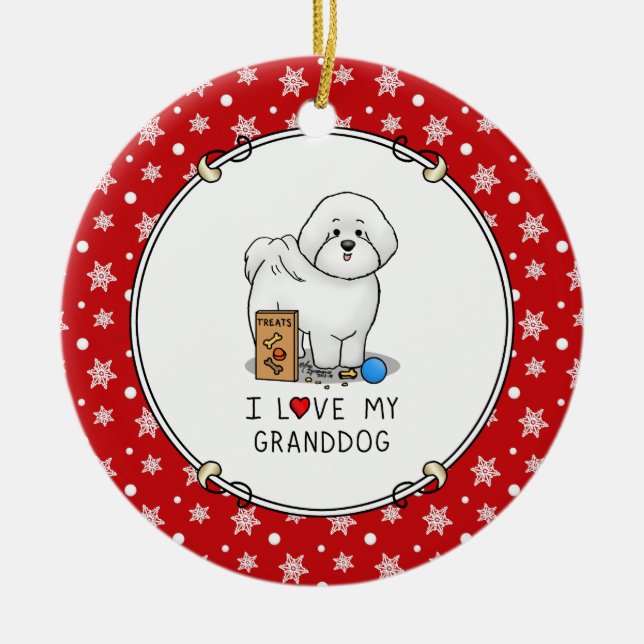 I Love My Granddog Bichon Frise Dog Grandmother Ceramic Tree Decoration (Front)