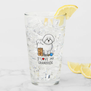 I Love My Granddog Bichon Frise Dog - grandparent Glass