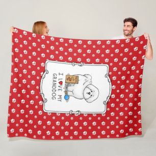 I Love My Granddog Bichon Frise Dog - Grandparents Fleece Blanket
