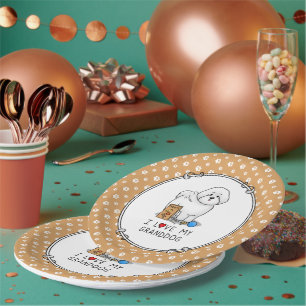 I Love My Granddog Bichon Frise Dog - Grandparents Paper Plate