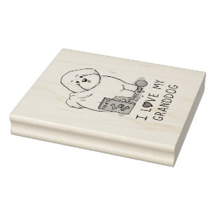 I Love My Granddog Bichon Frise Dog - Grandpuppy Rubber Stamp