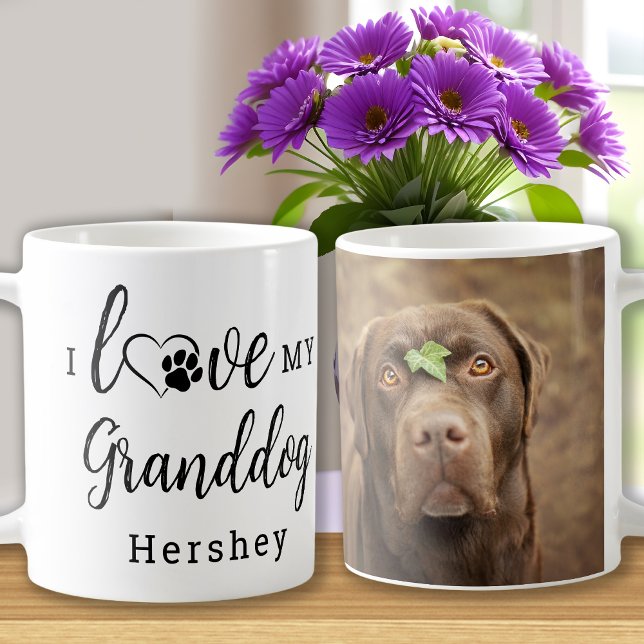 I Love My Granddog Cute Pet Puppy Dog Photo Coffee Mug (Creator Uploaded)