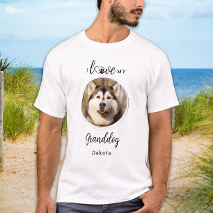 I Love My Granddog Grandpa Personalized Pet Photo T-Shirt