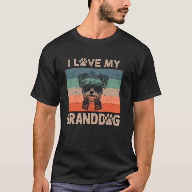 I Love My Granddog Morkie Grandma Grandpa Dog Owne T-Shirt (Front)