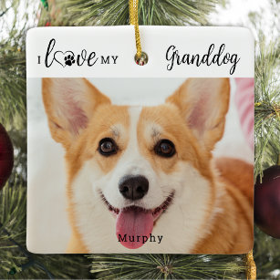I Love My Granddog Personalised Cute Pet Dog Photo Ceramic Ornament