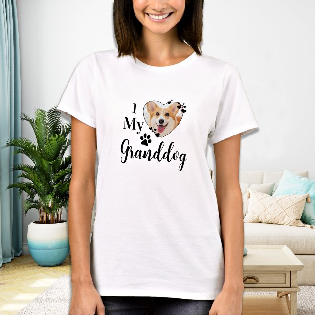 I Love My Granddog Personalized Grandma Pet Photo  T-Shirt (Creator Uploaded)