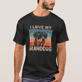 I Love My Granddog Rottweiler Grandma Grandpa Dog  T-Shirt