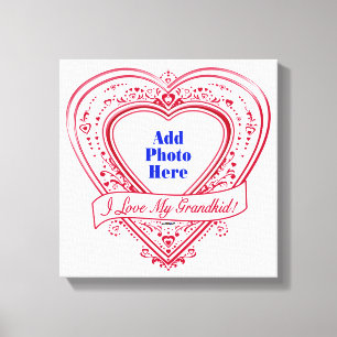 I Love My Grandkid! Photo Red Hearts Canvas Print