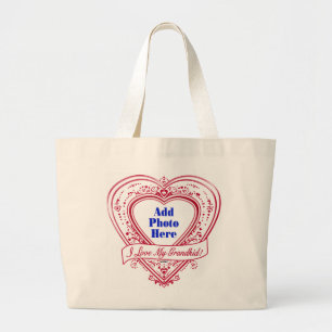 I Love My Grandkid! Photo Red Hearts Large Tote Bag