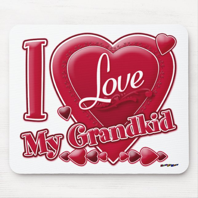 I Love My Grandkid Red Hearts  Mouse Mat (Front)