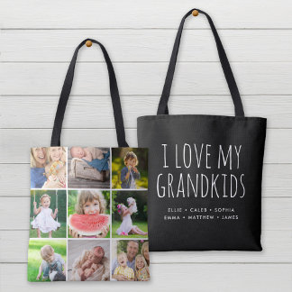 I Love My Grandkids 9 Photo Instagram Collage Tote Bag
