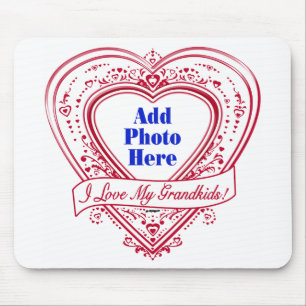 I Love My Grandkids! Photo Red Hearts Mouse Mat