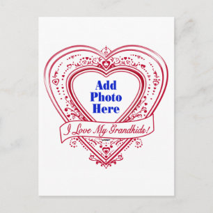 I Love My Grandkids! Photo Red Hearts Postcard