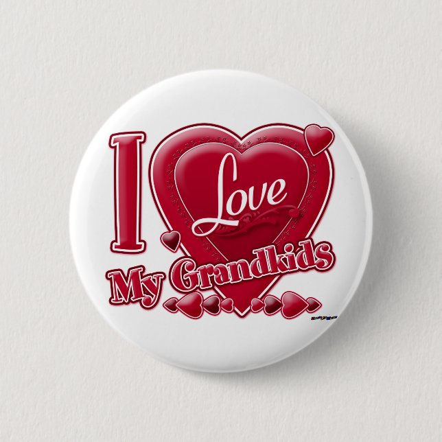 I Love My Grandkids red - heart 6 Cm Round Badge (Front)