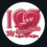 I Love My Grandkids red - heart Classic Round Sticker<br><div class="desc">I Love My Grandkids red - heart</div>