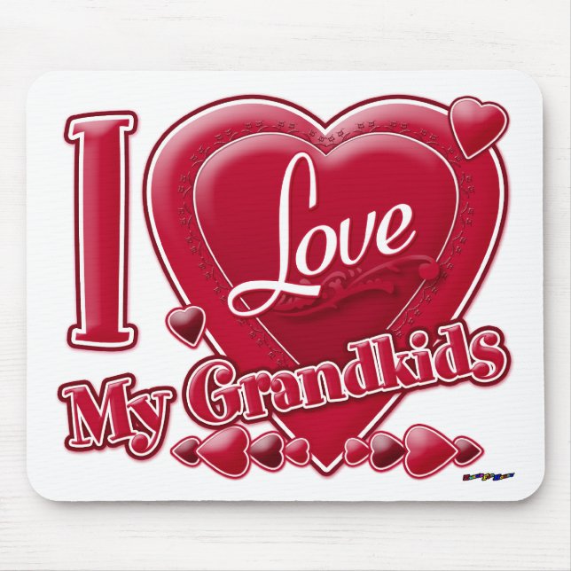 I Love My Grandkids red - heart Mouse Mat (Front)