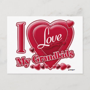 I Love My Grandkids red - heart Postcard