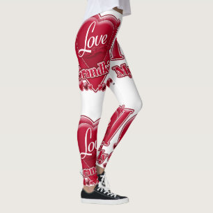 I Love My Grandkids Red Hearts Leggings