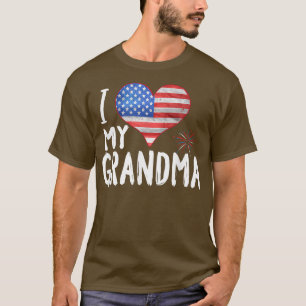 I Love My Grandma Father's Day Heart Flag Patriot T-Shirt