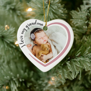 I Love My Grandma Heart Photo Ceramic Tree Decoration