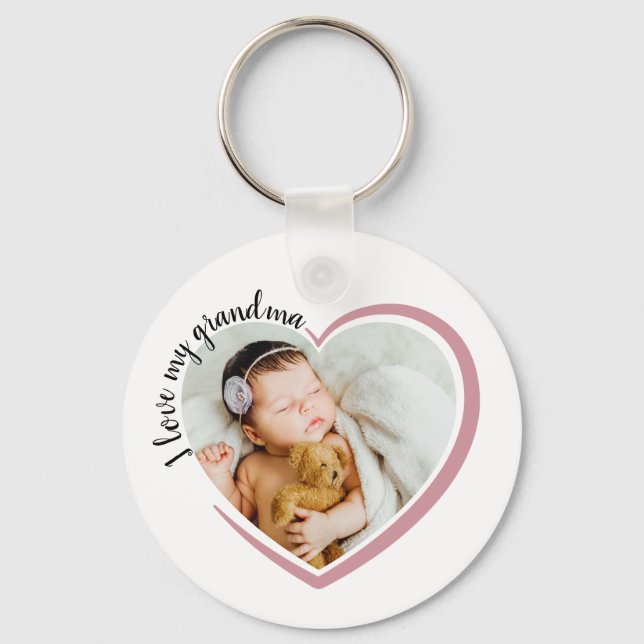 I Love My Grandma Heart Photo  Key Ring (Front)