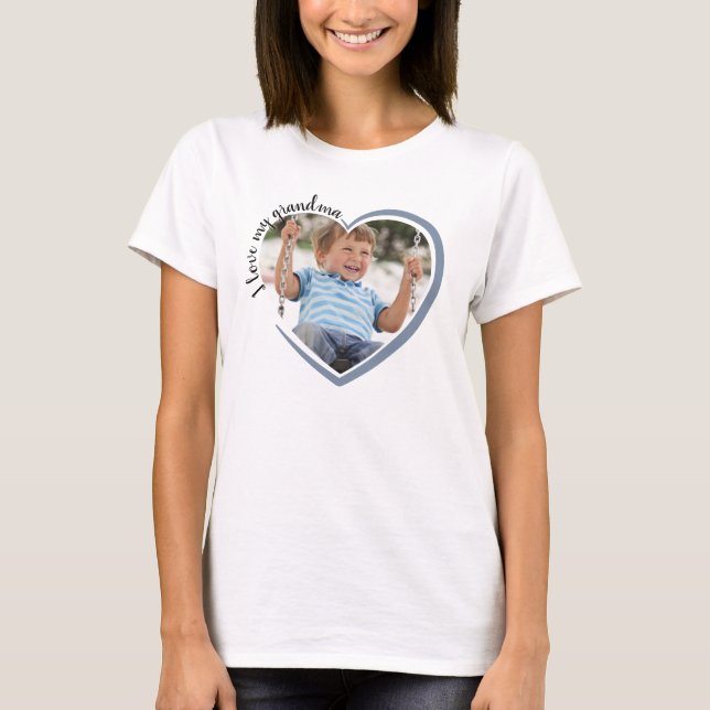 I Love My Grandma Heart Photo T-Shirt (Front)