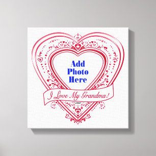 I Love My Grandma! Photo Red Hearts Canvas Print