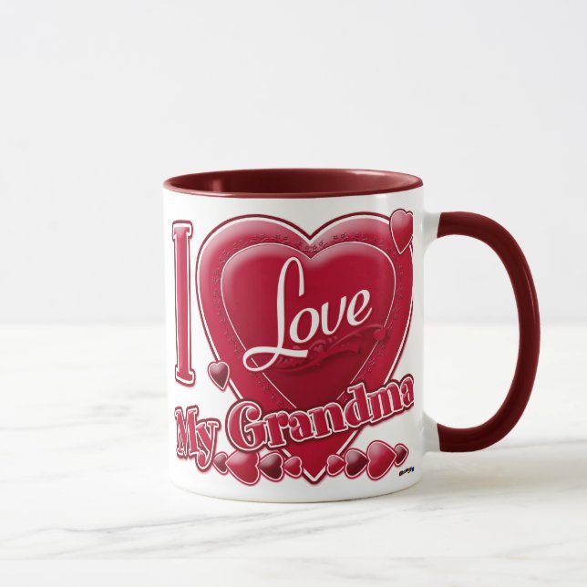I Love My Grandma red - heart Mug (Right)
