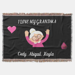 "I Love My Grandma" throw blanket with kids names.