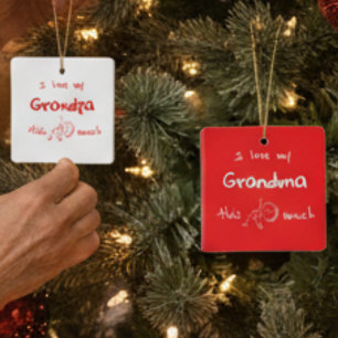 I love my grandma typography named graphic Red Ceramic Ornament