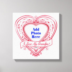 I Love My Grandpa! Photo Red Hearts Canvas Print