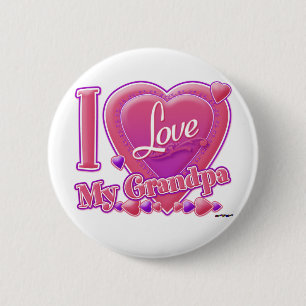 I Love My Grandpa pink/purple - heart 6 Cm Round Badge