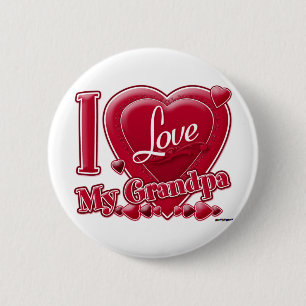 I Love My Grandpa red - heart 6 Cm Round Badge