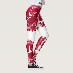 I Love My Grandpa Red Hearts Leggings