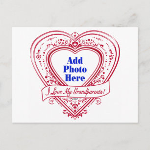 I Love My Grandparents! Photo Red Hearts Postcard