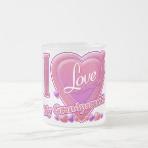 I Love My Grandparents pink/purple - heart Frosted Glass Coffee Mug