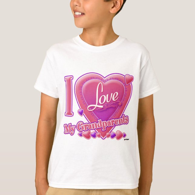 I Love My Grandparents pink/purple - heart T-Shirt (Front)