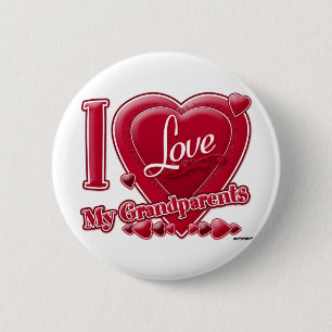 I Love My Grandparents red hearts 6 Cm Round Badge