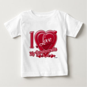I Love My Grandparents red hearts Baby T-Shirt