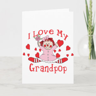 I love My Grandpop Rag Doll & Hearts Card