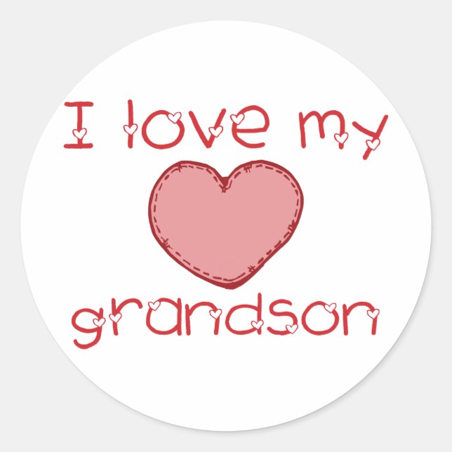 I love my grandson classic round sticker (Front)