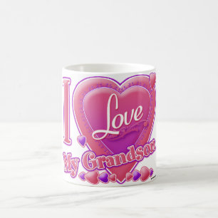 I Love My Grandson pink/purple - heart Coffee Mug