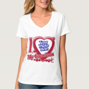 I Love My Grandson red heart - photo T-Shirt
