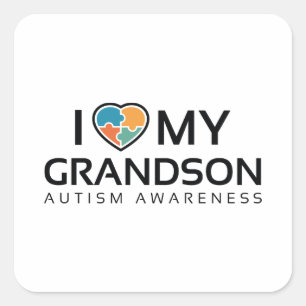 I Love My Grandson Square Sticker
