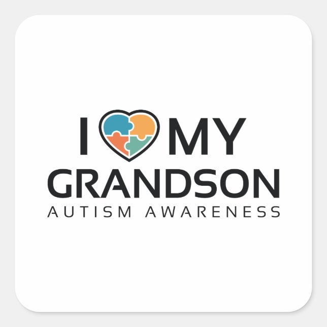 I Love My Grandson Square Sticker (Front)
