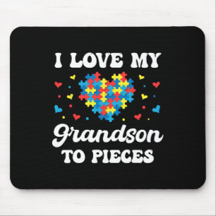 I Love My Grandson To Pieces Support Autism Awaren Mouse Mat