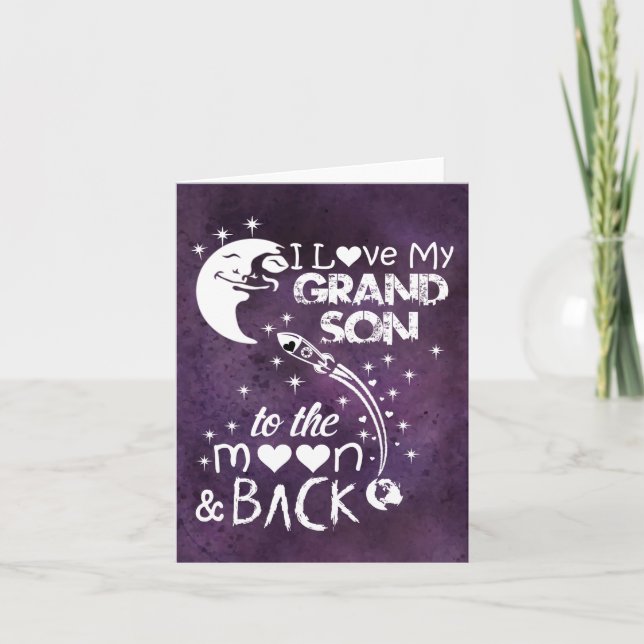 I love my grandson to the moon & back holiday card (Front)
