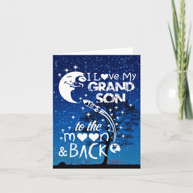 I love my grandson to the moon & back holiday card (Front)