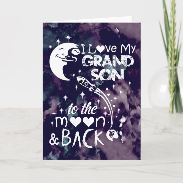 I love my grandson to the moon & back holiday card (Front)